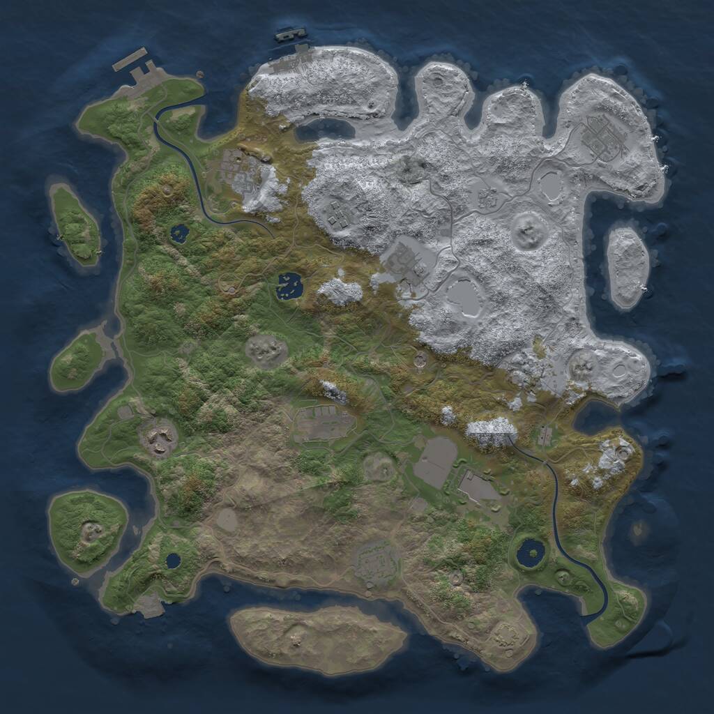 Rust Map: Procedural Map, Size: 3850, Seed: 11845413, 16 Monuments
