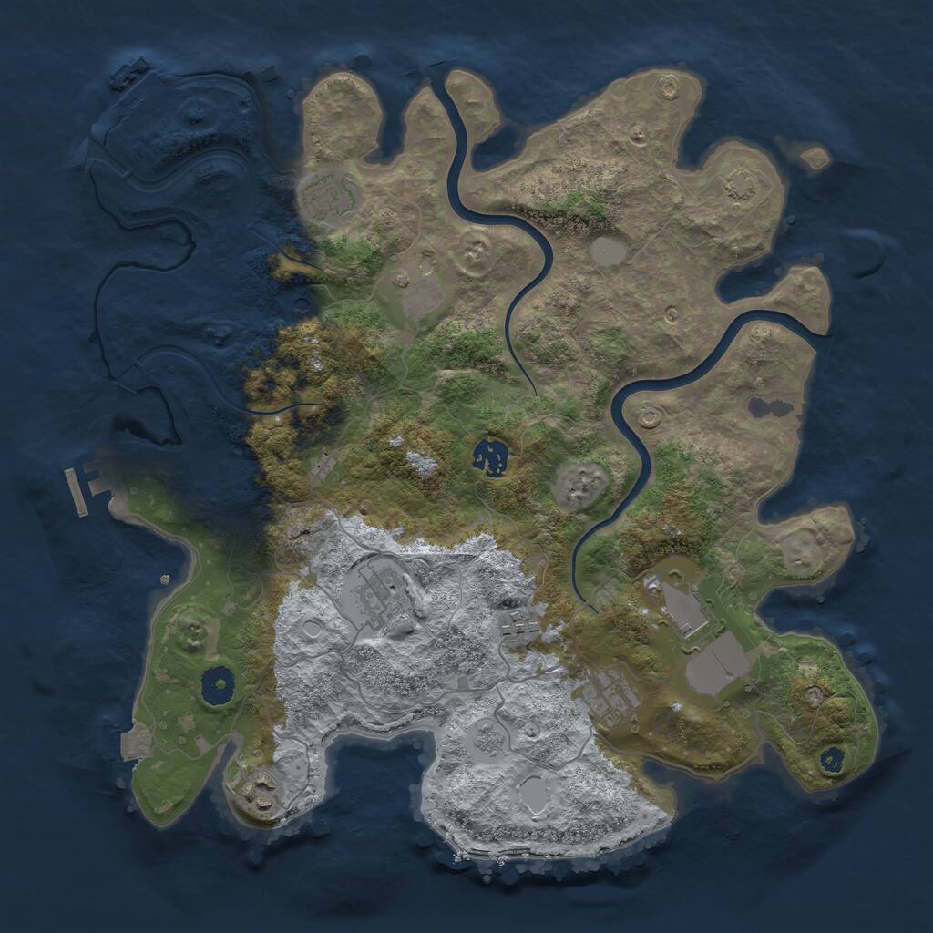Rust Map: Procedural Map, Size: 3800, Seed: 27824005, 14 Monuments