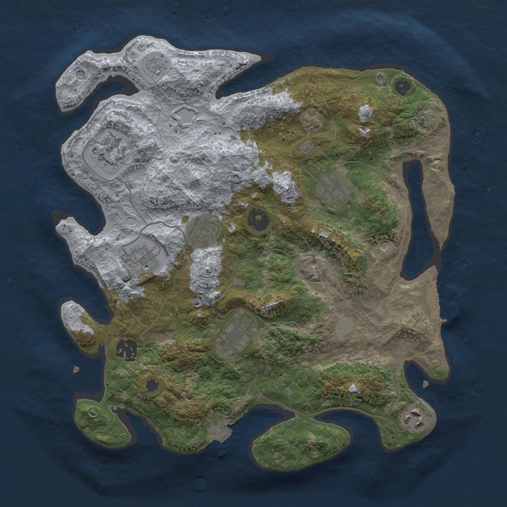 Rust Map: Procedural Map, Size: 3450, Seed: 85010943, 14 Monuments