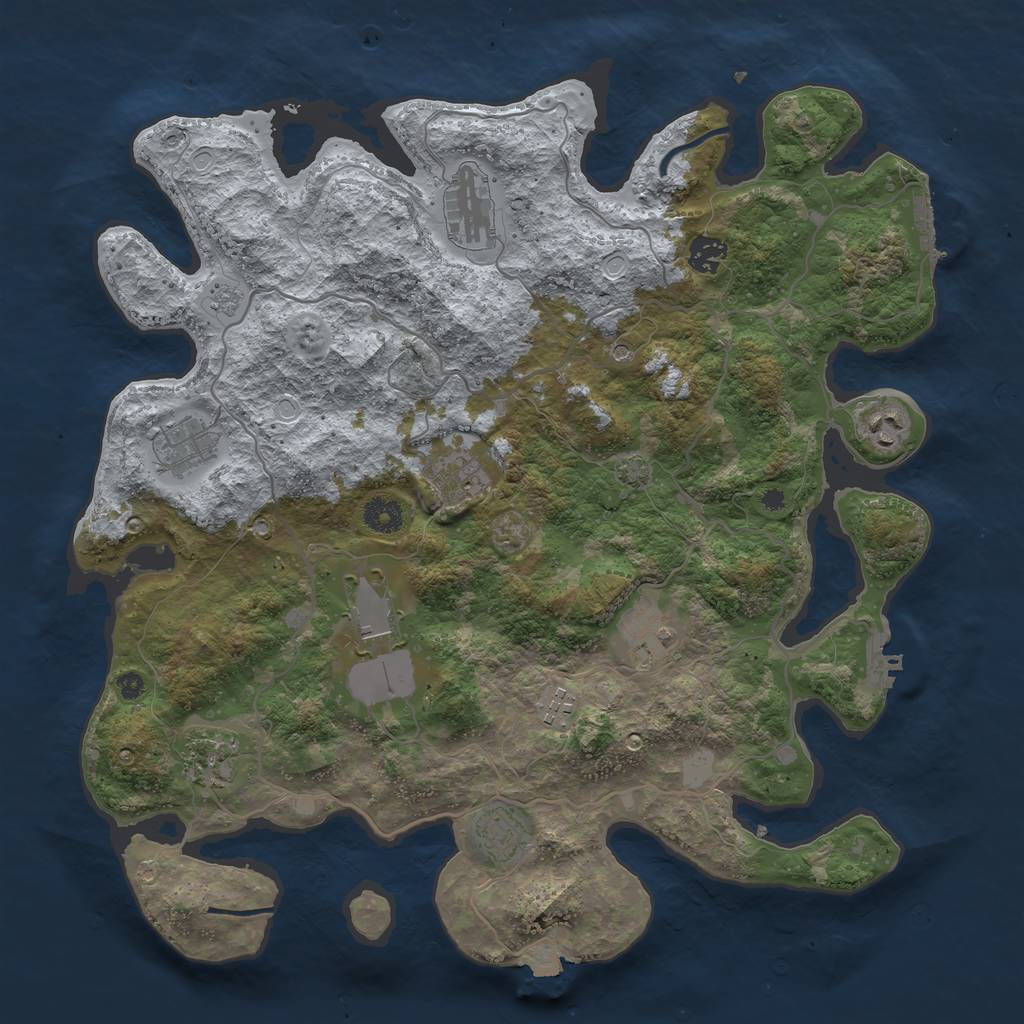 Rust Map: Procedural Map, Size: 4000, Seed: 1271581851, 18 Monuments