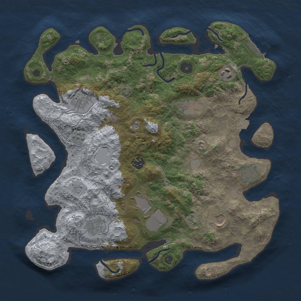 Rust Map: Procedural Map, Size: 3700, Seed: 76973596, 16 Monuments