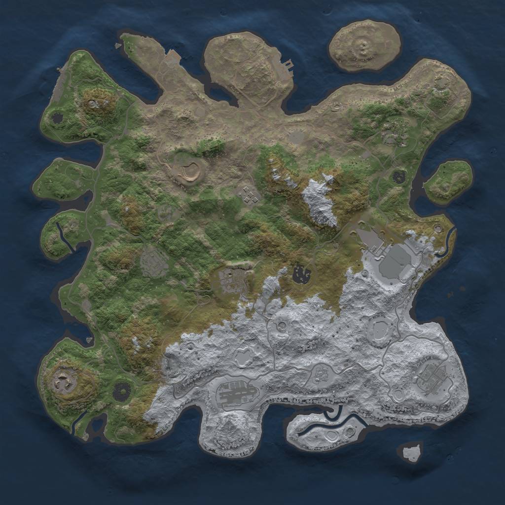 Rust Map: Procedural Map, Size: 4000, Seed: 612516795, 18 Monuments