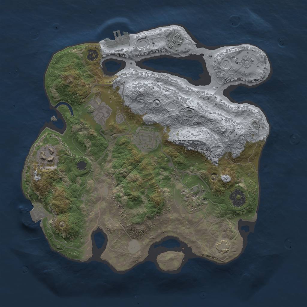 Rust Map: Procedural Map, Size: 2750, Seed: 361225256, 11 Monuments