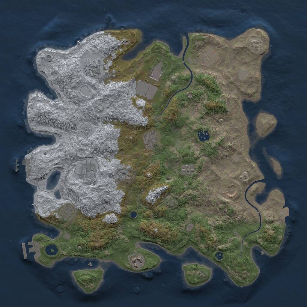 Rust Map: Procedural Map, Size: 3900, Seed: 323552, 16 Monuments