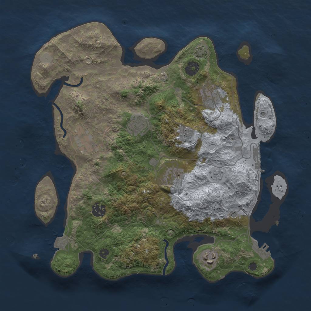 Rust Map: Procedural Map, Size: 3250, Seed: 1308796820, 15 Monuments