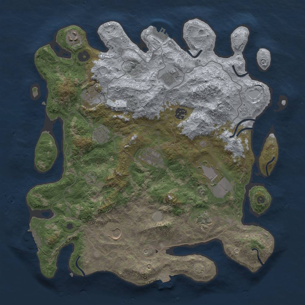 Rust Map: Procedural Map, Size: 4000, Seed: 10816564, 18 Monuments