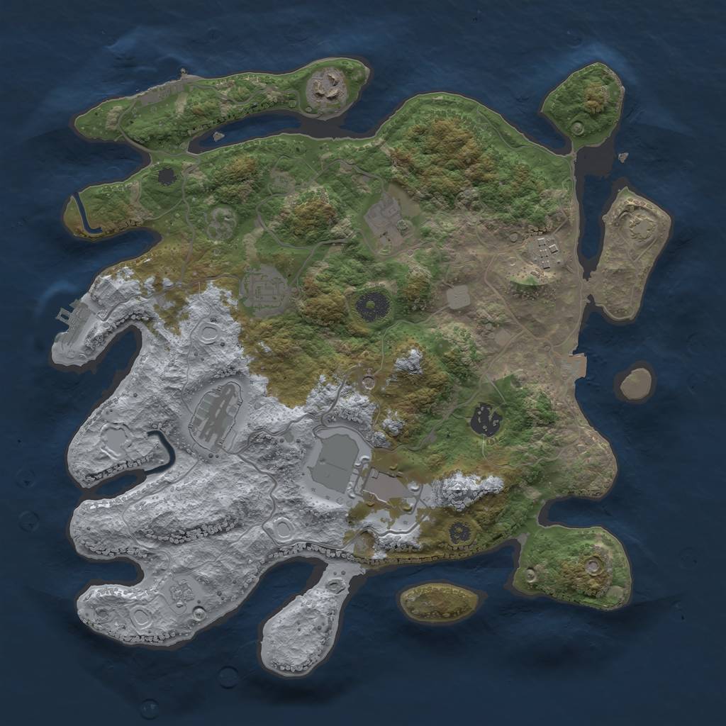 Rust Map: Procedural Map, Size: 3500, Seed: 5211, 15 Monuments