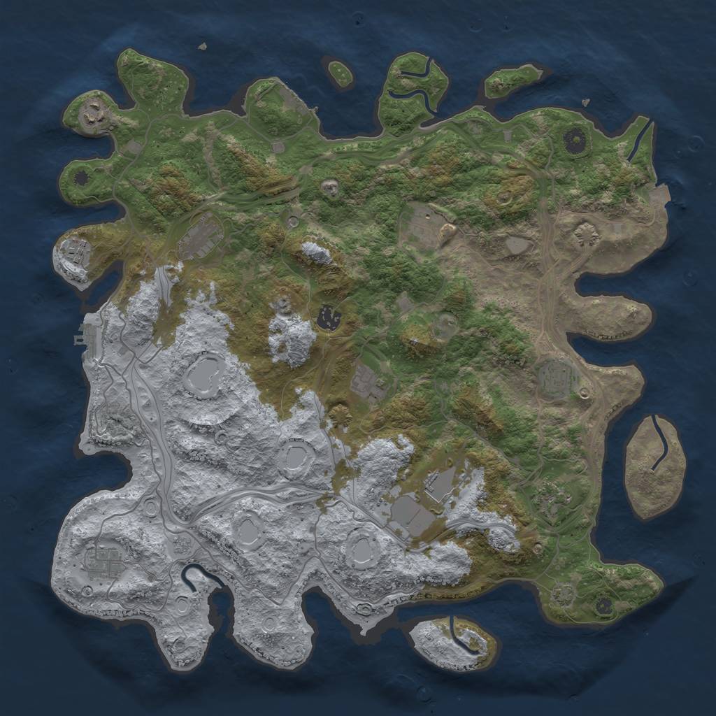 Rust Map: Procedural Map, Size: 4400, Seed: 70623419, 18 Monuments