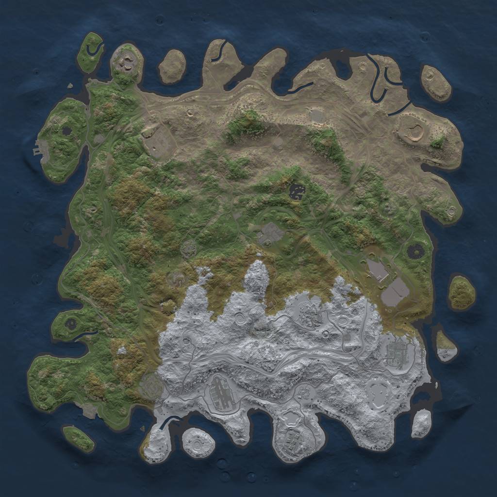 Rust Map: Procedural Map, Size: 4500, Seed: 725113955, 18 Monuments