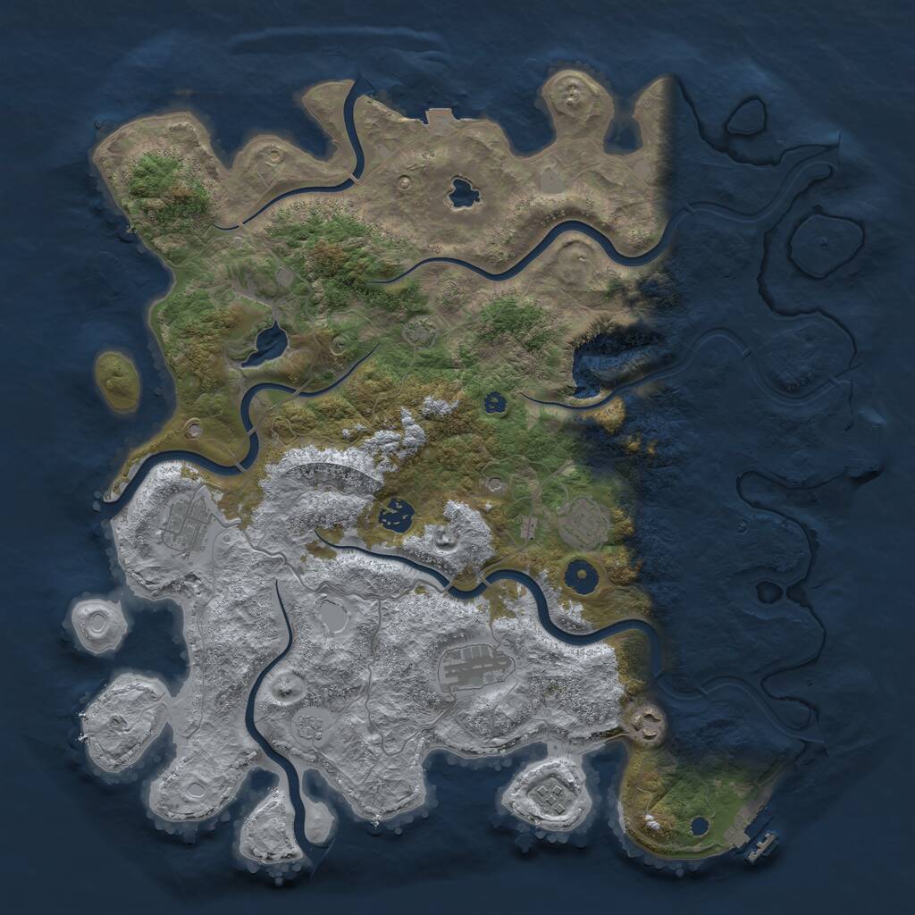 Rust Map: Procedural Map, Size: 4100, Seed: 57405186, 12 Monuments