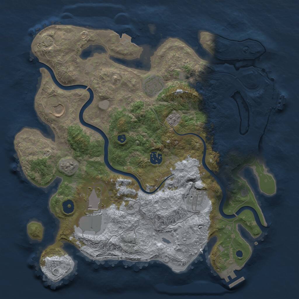 Rust Map: Procedural Map, Size: 3500, Seed: 3782343, 12 Monuments