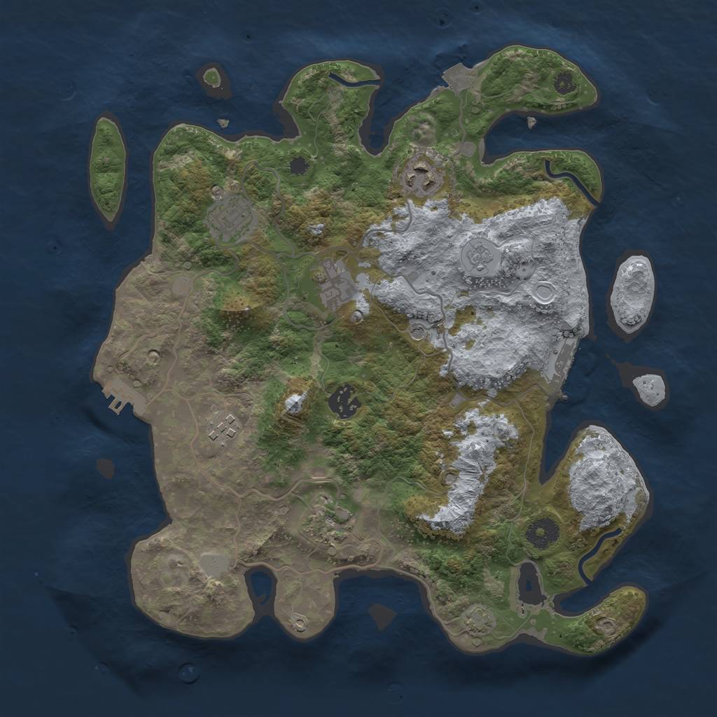 Rust Map: Procedural Map, Size: 3400, Seed: 61663931, 14 Monuments