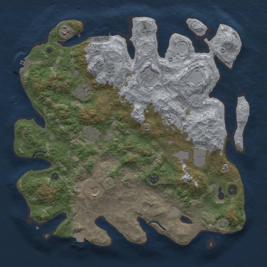 Rust Map: Procedural Map, Size: 4000, Seed: 1802752256, 17 Monuments
