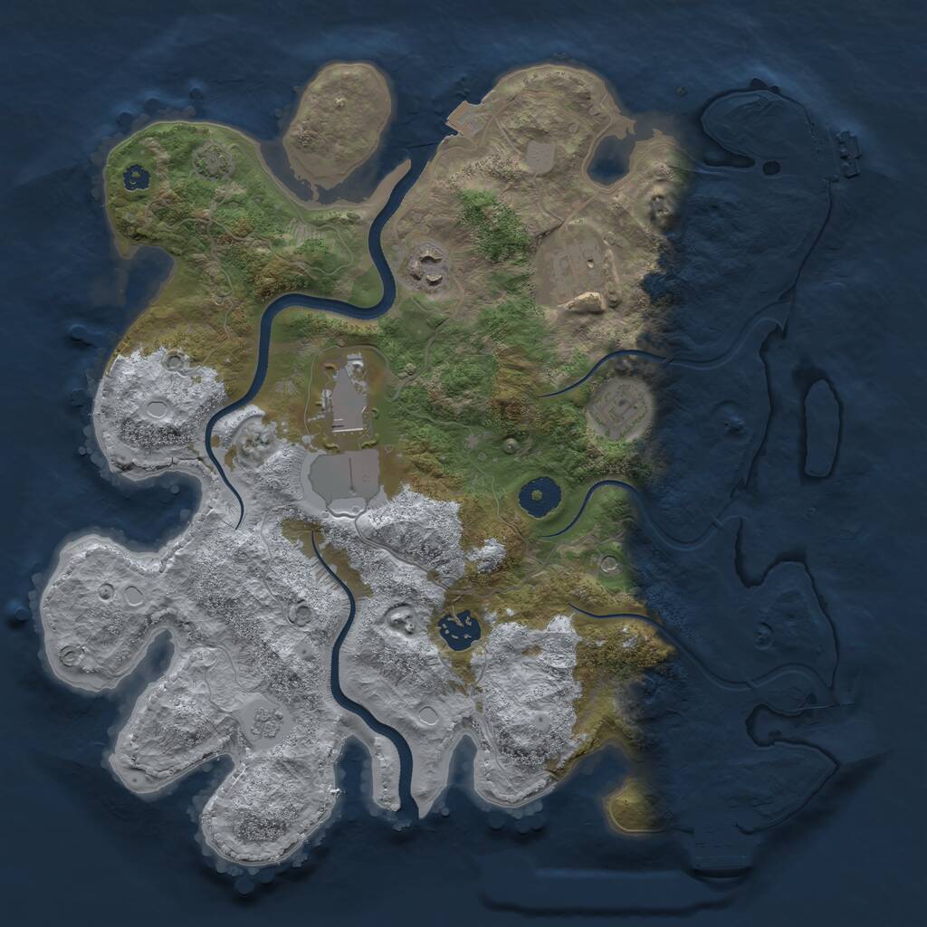 Rust Map: Procedural Map, Size: 3500, Seed: 1360859006, 11 Monuments