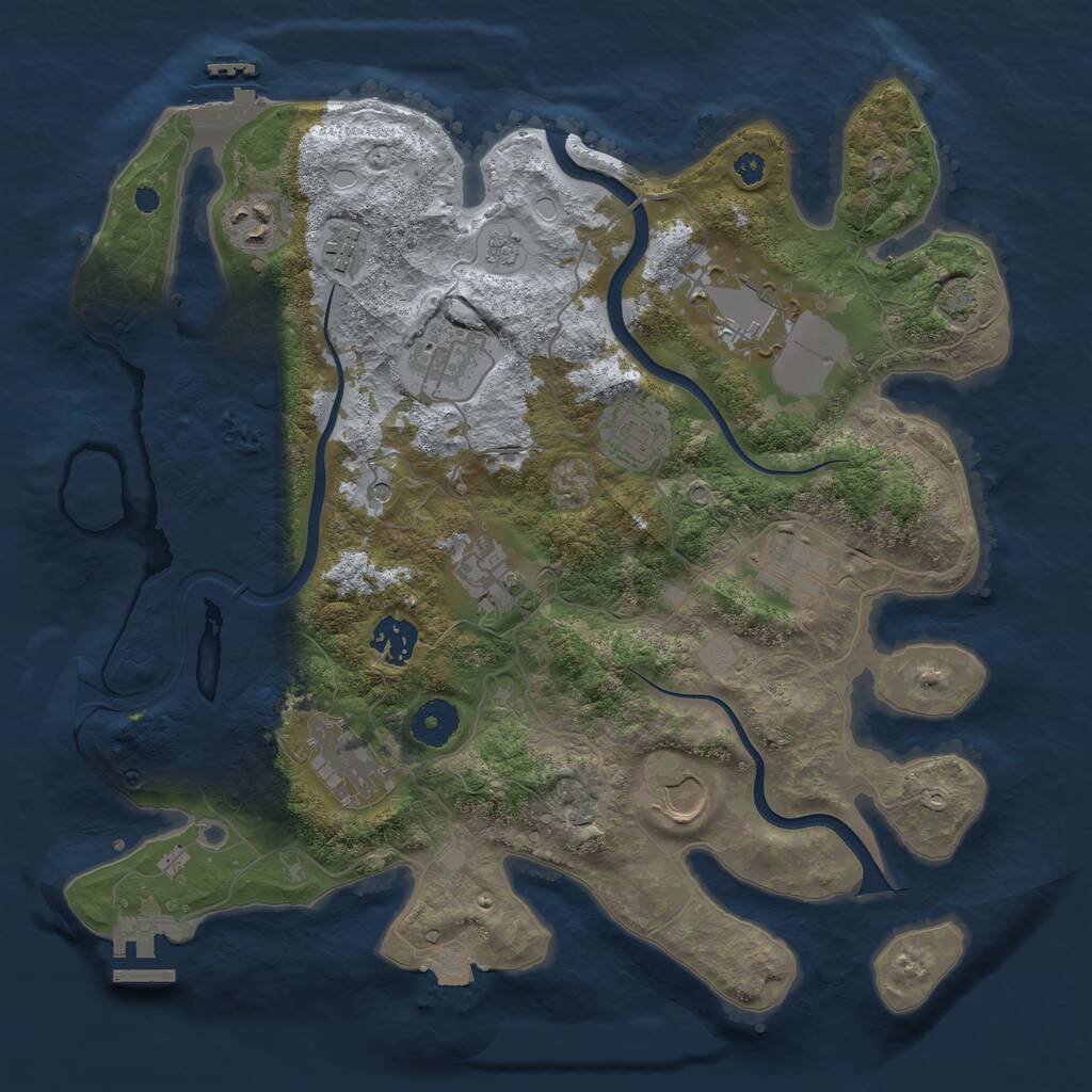 Rust Map: Procedural Map, Size: 3550, Seed: 40628868, 16 Monuments