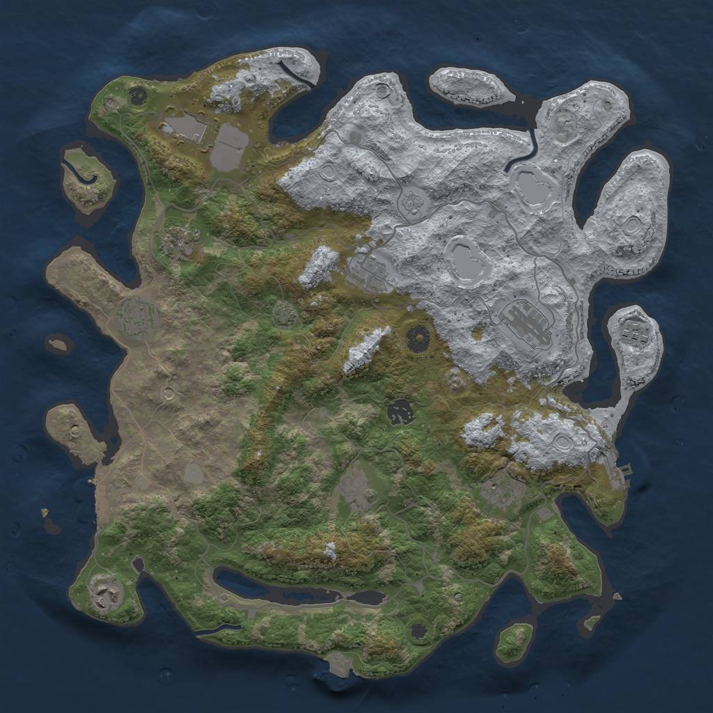 Rust Map: Procedural Map, Size: 4100, Seed: 91142953, 18 Monuments