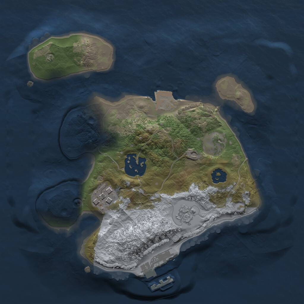 Rust Map: Procedural Map, Size: 2000, Seed: 375513281, 5 Monuments