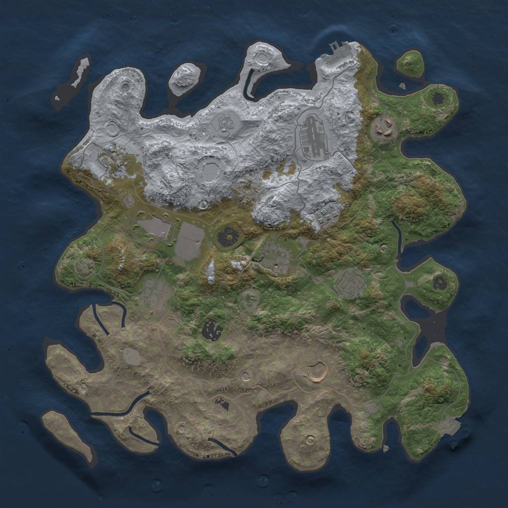 Rust Map: Procedural Map, Size: 3700, Seed: 77755206, 17 Monuments