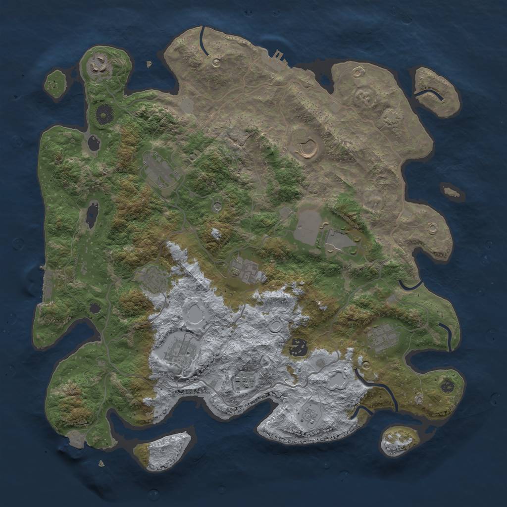 Rust Map: Procedural Map, Size: 4000, Seed: 890526403, 18 Monuments