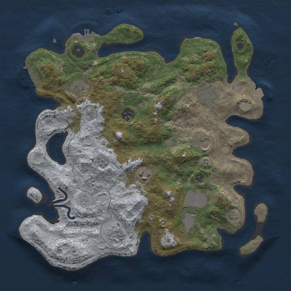 Rust Map: Procedural Map, Size: 3500, Seed: 1228050209, 16 Monuments