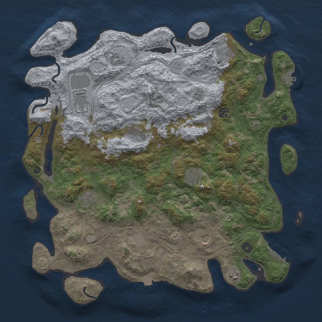 Rust Map: Procedural Map, Size: 4500, Seed: 57716, 19 Monuments