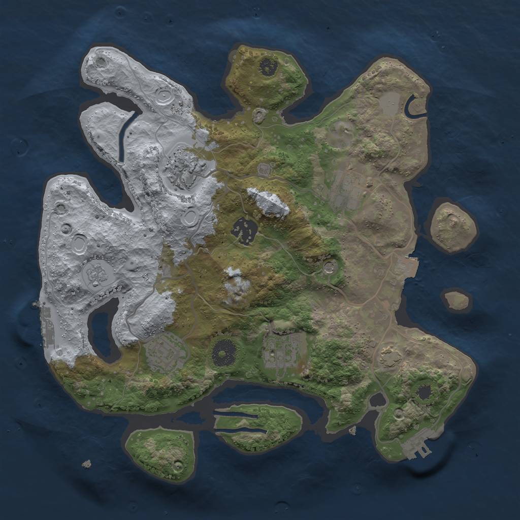 Rust Map: Procedural Map, Size: 3000, Seed: 971695218, 13 Monuments