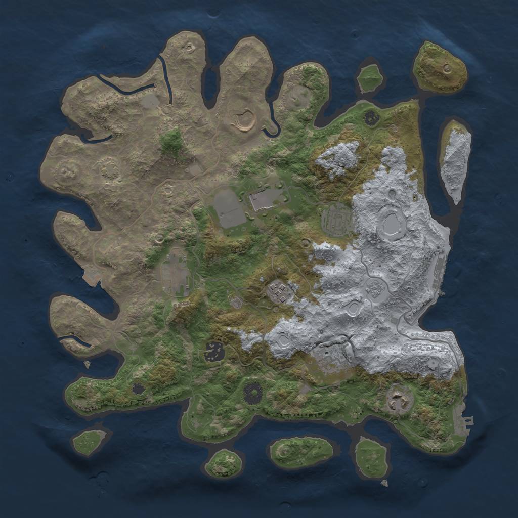 Rust Map: Procedural Map, Size: 3650, Seed: 19191643, 15 Monuments