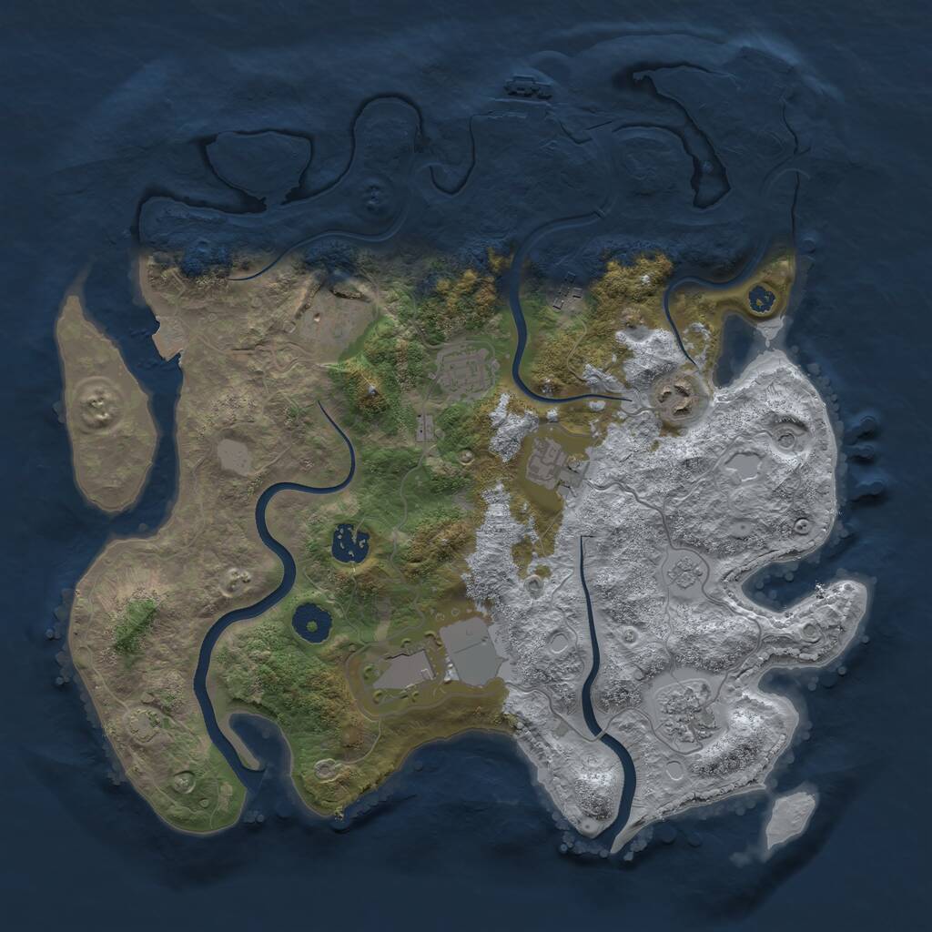 Rust Map: Procedural Map, Size: 3600, Seed: 89536190, 14 Monuments
