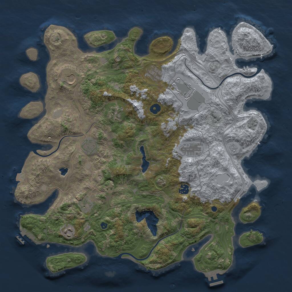 Rust Map: Procedural Map, Size: 4300, Seed: 54498356, 16 Monuments