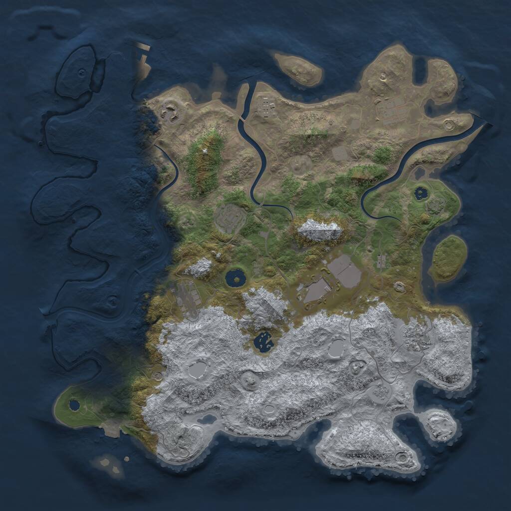 Rust Map: Procedural Map, Size: 3950, Seed: 16088820, 13 Monuments