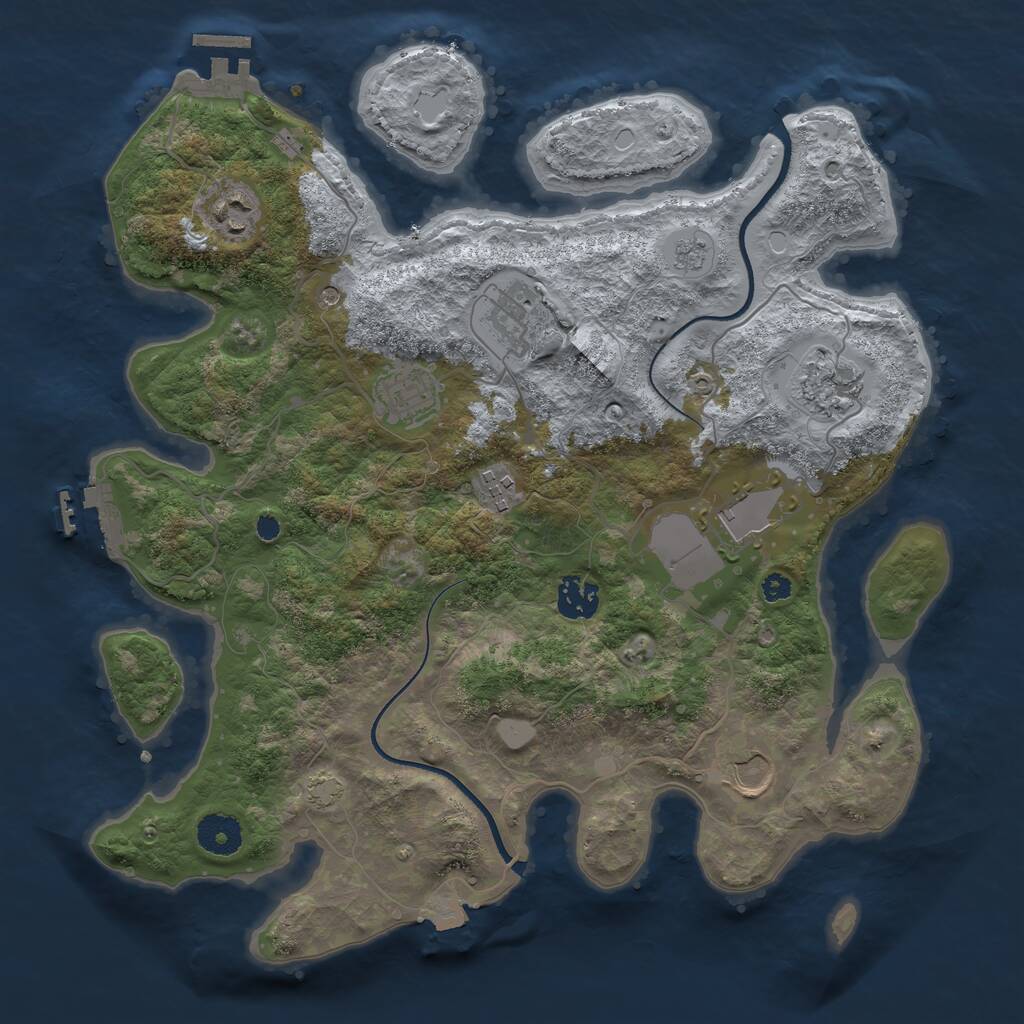 Rust Map: Procedural Map, Size: 3550, Seed: 5881665, 14 Monuments