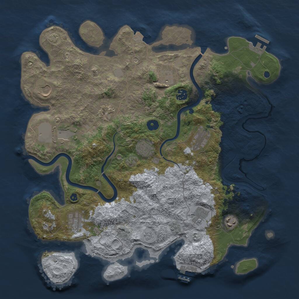 Rust Map: Procedural Map, Size: 3950, Seed: 44241248, 17 Monuments