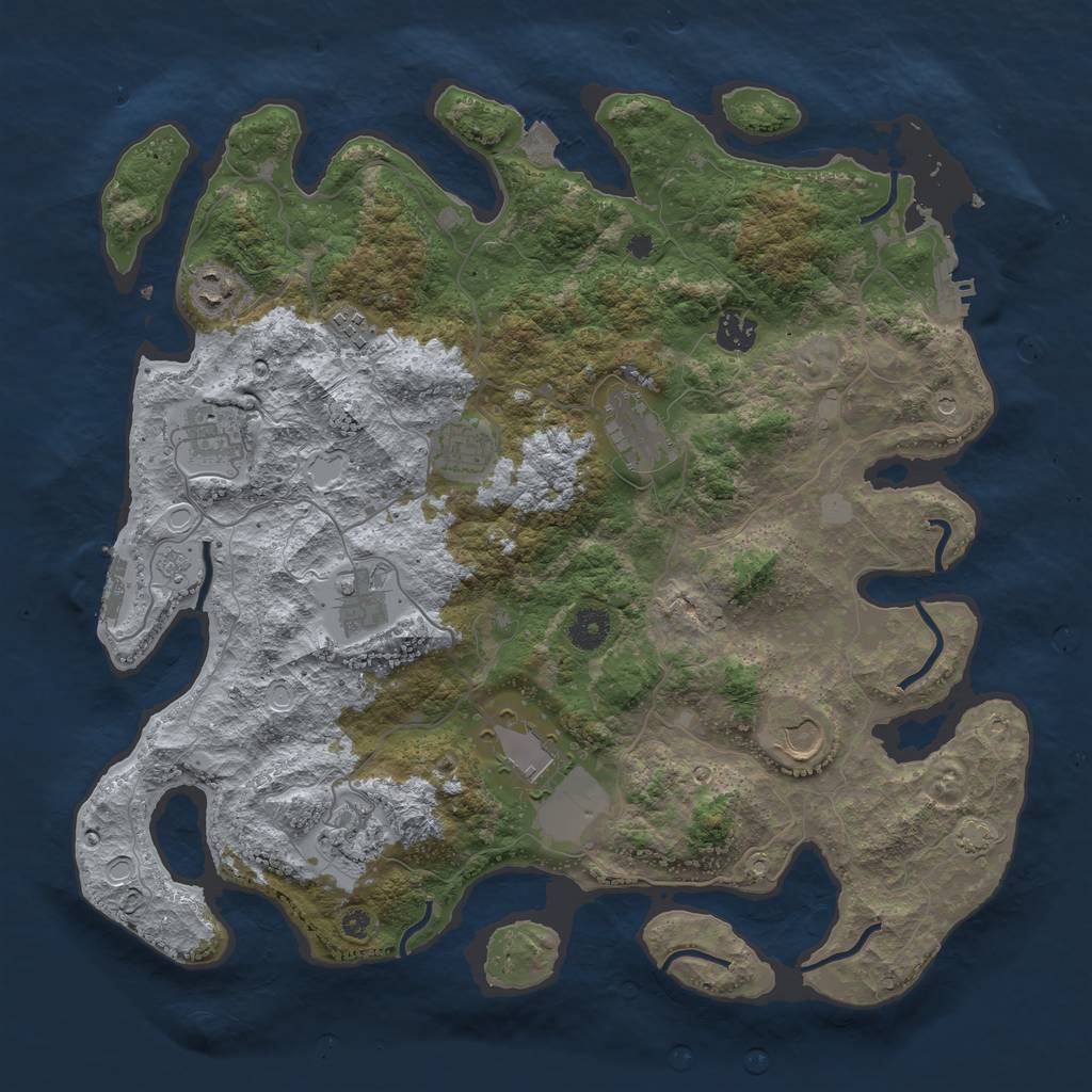 Rust Map: Procedural Map, Size: 3950, Seed: 50109572, 18 Monuments