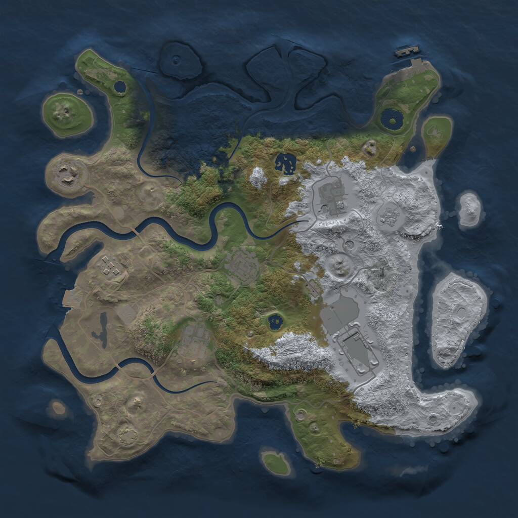 Rust Map: Procedural Map, Size: 3500, Seed: 95673807, 12 Monuments