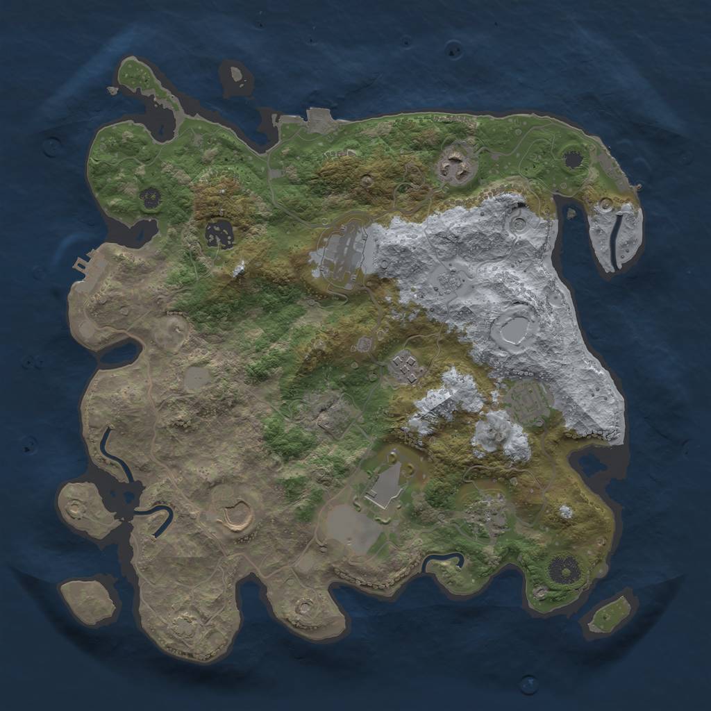 Rust Map: Procedural Map, Size: 3500, Seed: 918268446, 16 Monuments