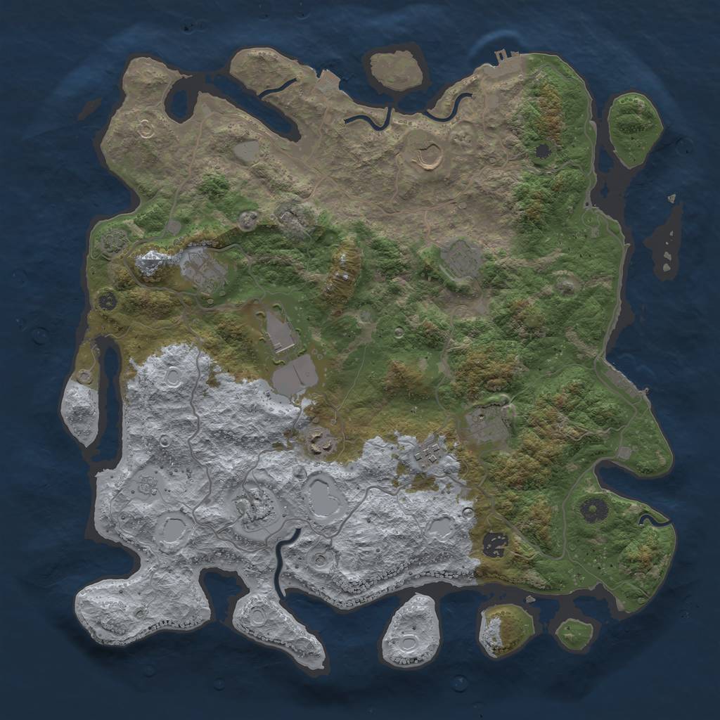 Rust Map: Procedural Map, Size: 4100, Seed: 42926971, 17 Monuments