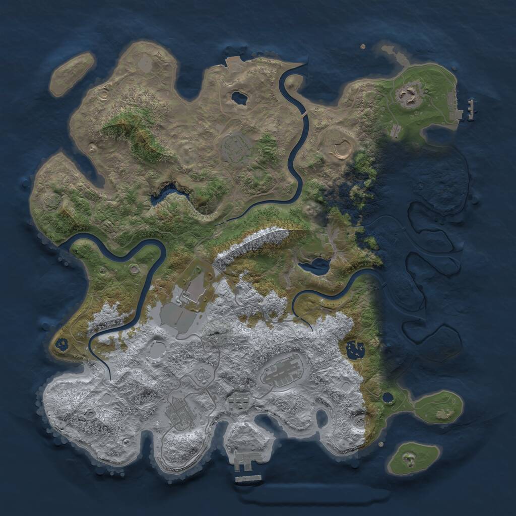 Rust Map: Procedural Map, Size: 4000, Seed: 44086580, 14 Monuments