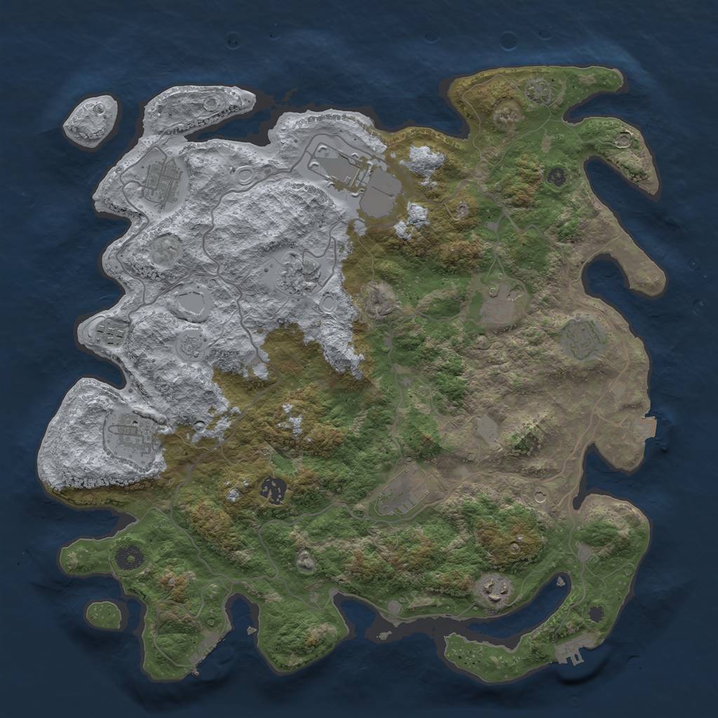 Rust Map: Procedural Map, Size: 4000, Seed: 94455842, 18 Monuments