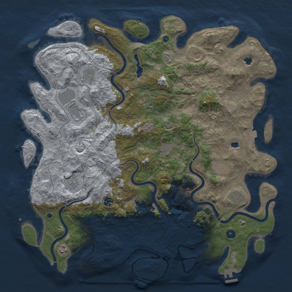 Rust Map: Procedural Map, Size: 4750, Seed: 666895901, 17 Monuments