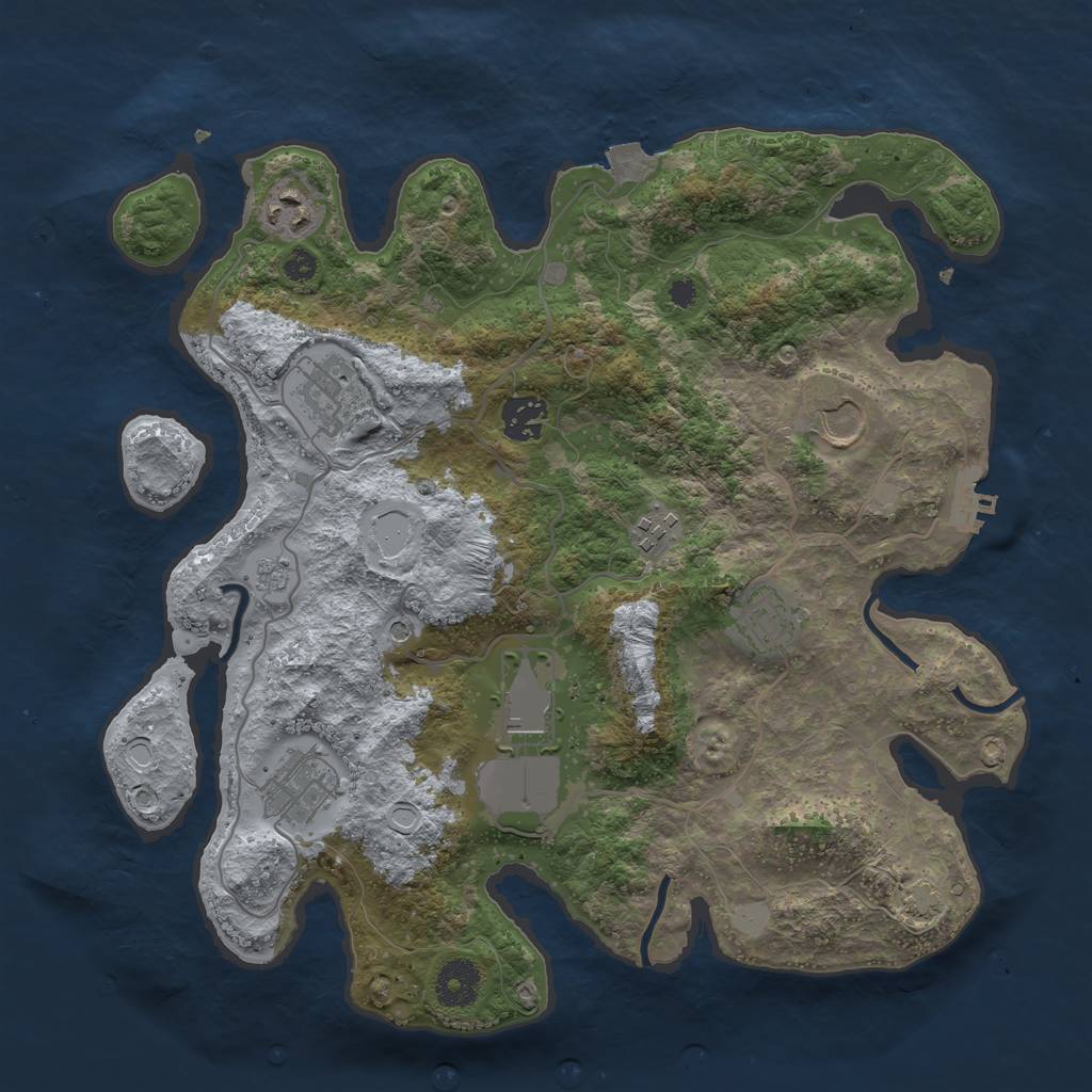 Rust Map: Procedural Map, Size: 3500, Seed: 588531566, 15 Monuments