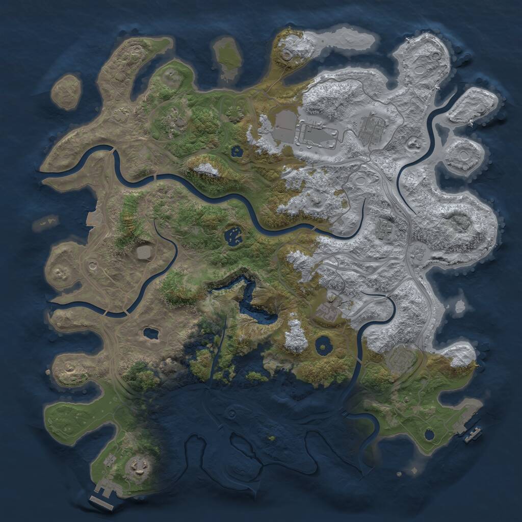 Rust Map: Procedural Map, Size: 4250, Seed: 724562345, 14 Monuments