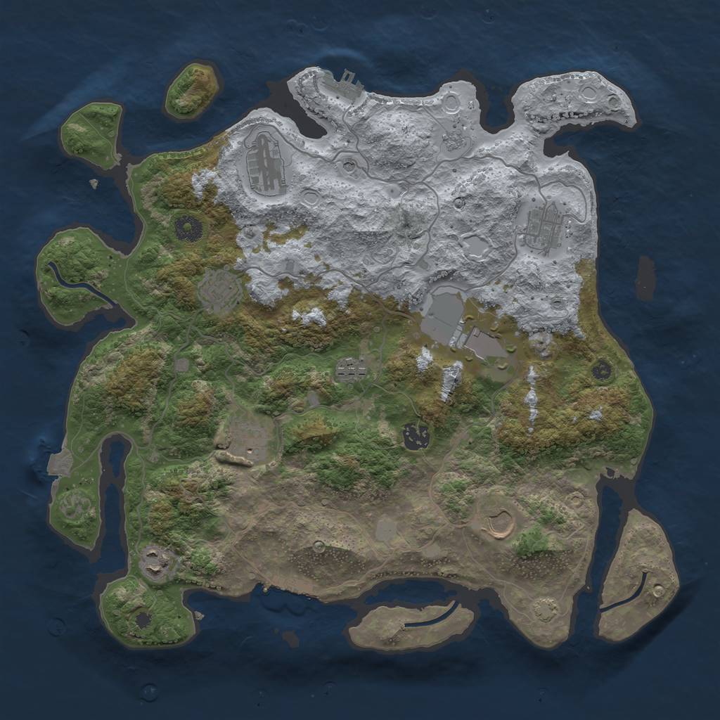 Rust Map: Procedural Map, Size: 3850, Seed: 62662479, 17 Monuments