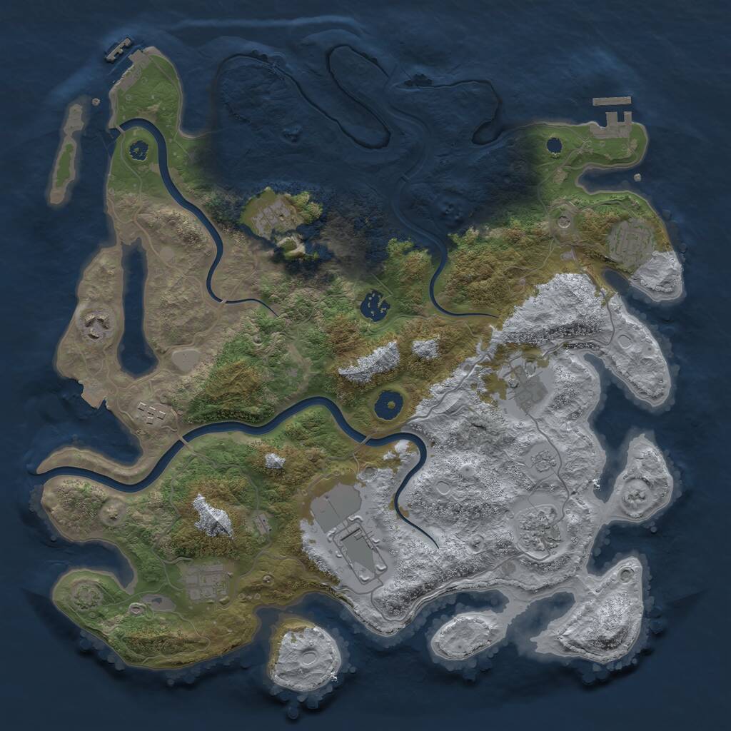 Rust Map: Procedural Map, Size: 3850, Seed: 40509775, 15 Monuments