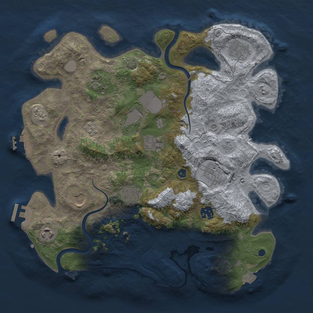 Rust Map: Procedural Map, Size: 3550, Seed: 52855574, 16 Monuments