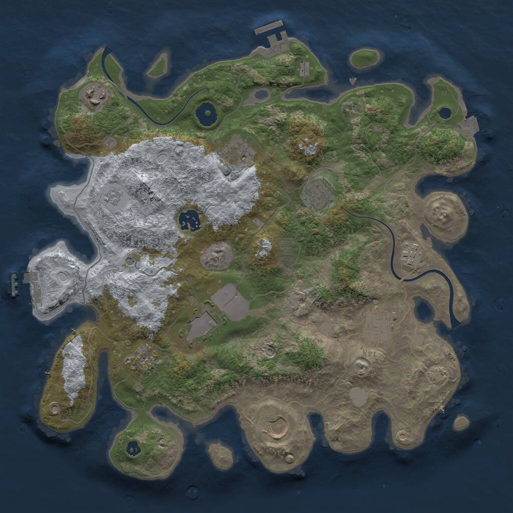 Rust Map: Procedural Map, Size: 3550, Seed: 23747787, 15 Monuments