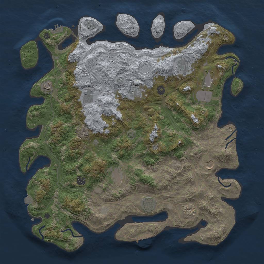 Rust Map: Procedural Map, Size: 4400, Seed: 30549009, 19 Monuments