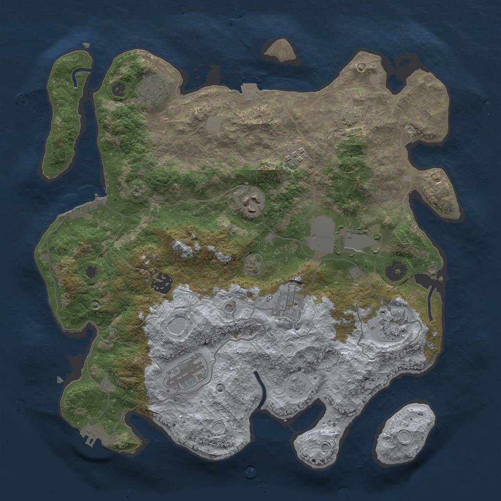 Rust Map: Procedural Map, Size: 3650, Seed: 64045682, 16 Monuments