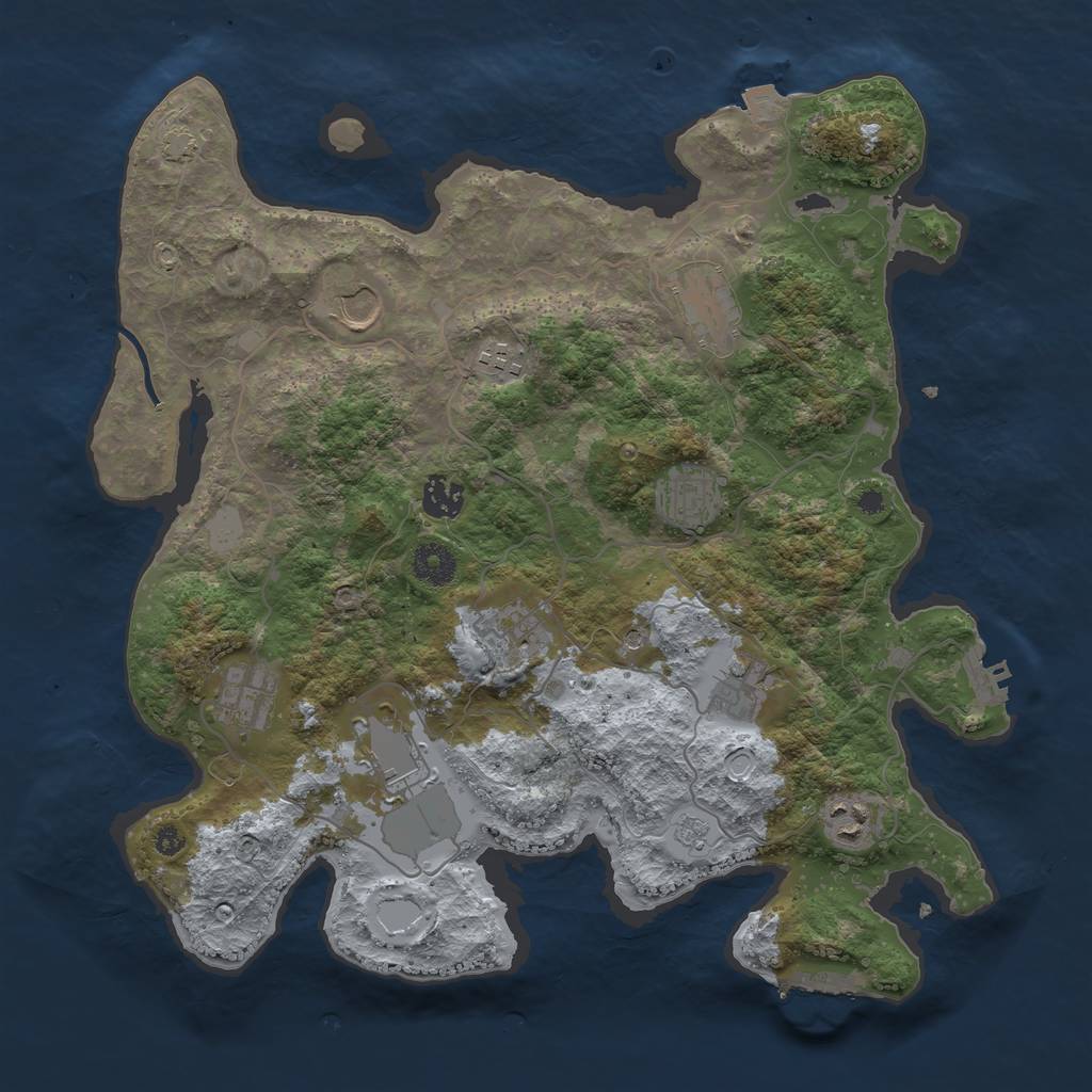 Rust Map: Procedural Map, Size: 3750, Seed: 10687336, 18 Monuments