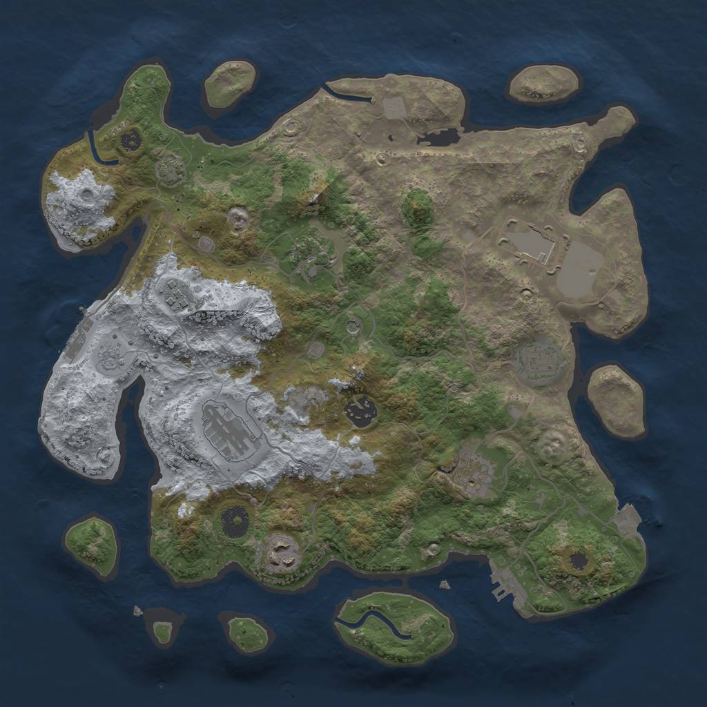 Rust Map: Procedural Map, Size: 3500, Seed: 724869484, 16 Monuments