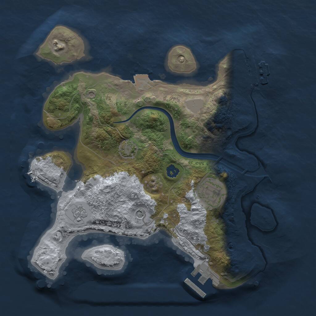 Rust Map: Procedural Map, Size: 2500, Seed: 839060494, 7 Monuments